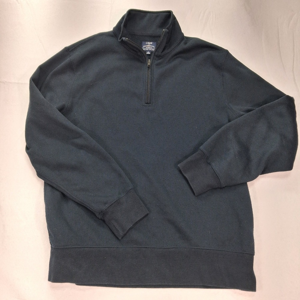 J.Crew Pullover Mens XL B3779 Navy Blue Quarter-Zip Fleece EUC